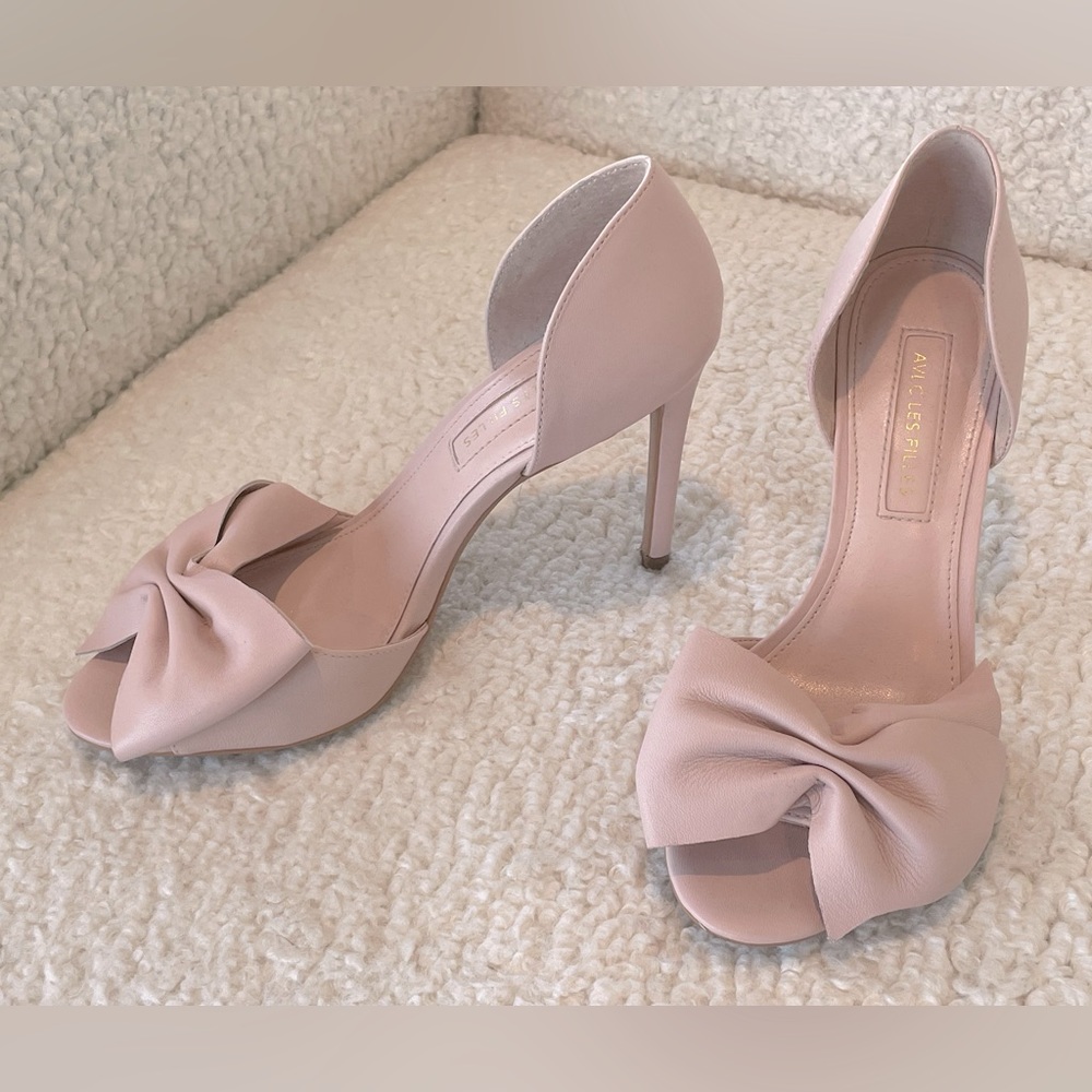 Light Pink Elegant 3.5 inch open toe dress shoe